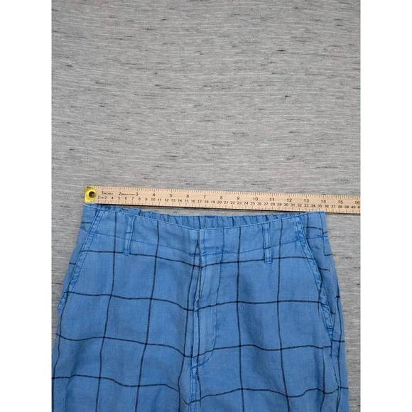 Sundance‎ Pants Womens 2 Blue Windowpane Linen Lightweight Elastic Waist Casual - Picture 4 of 8